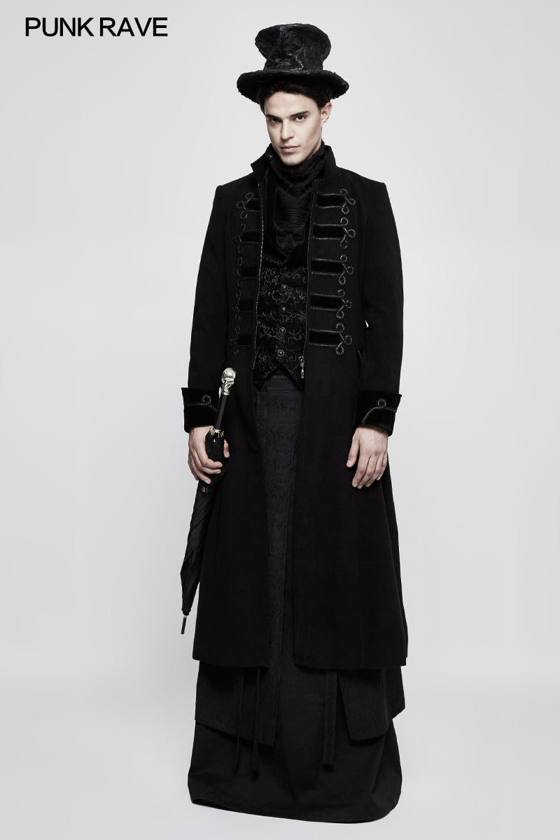 Y-798 Exquisite Gorgeous Long black Gothic Coat For Men