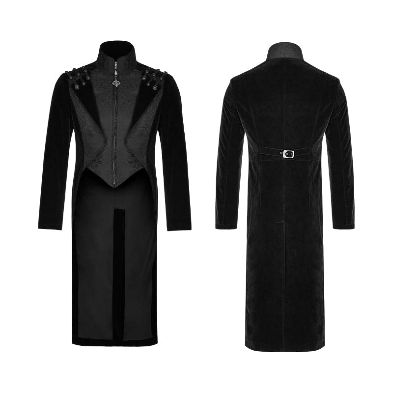 Y-814 Fashion Men Velvet Gothic Coat With Adjustable Buckle