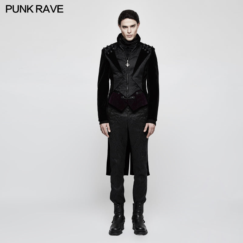 Y-814 Fashion Men Velvet Gothic Coat With Adjustable Buckle