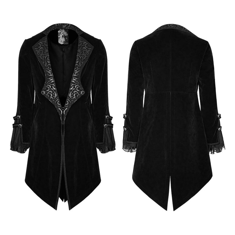 Y-806 Suede Embossed Velvet Gothic Coat Gorgeous Medium Long Style