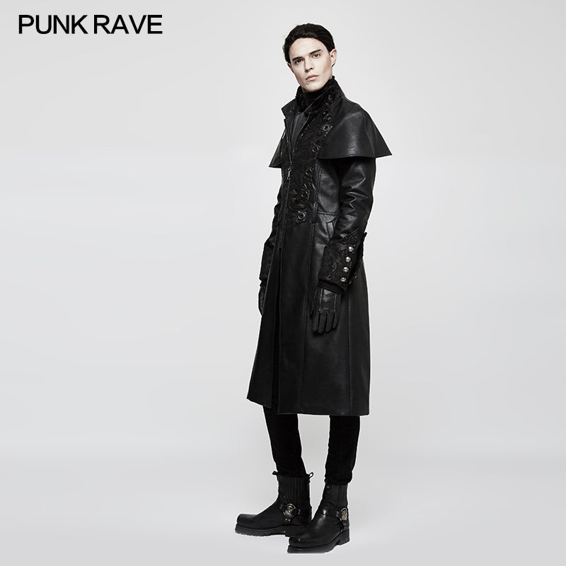 Y-802 Steampunk Gorgeous Vintage Leather Punk Coat Medium Style