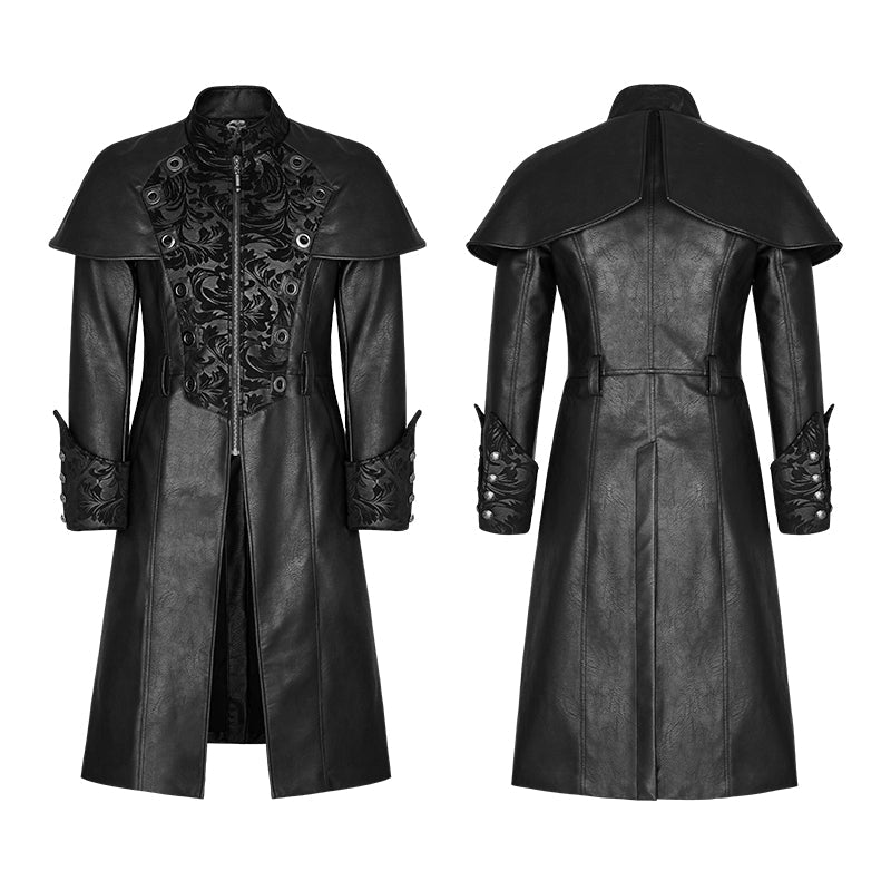 Y-802 Steampunk Gorgeous Vintage Leather Punk Coat Medium Style