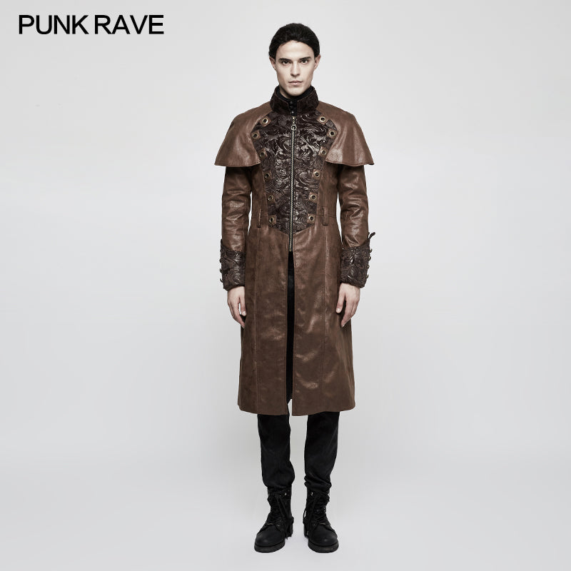 Y-802 Steampunk Gorgeous Vintage Leather Punk Coat Medium Style