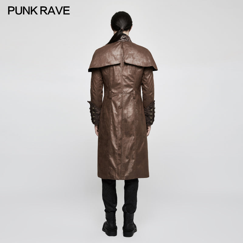 Y-802 Steampunk Gorgeous Vintage Leather Punk Coat Medium Style