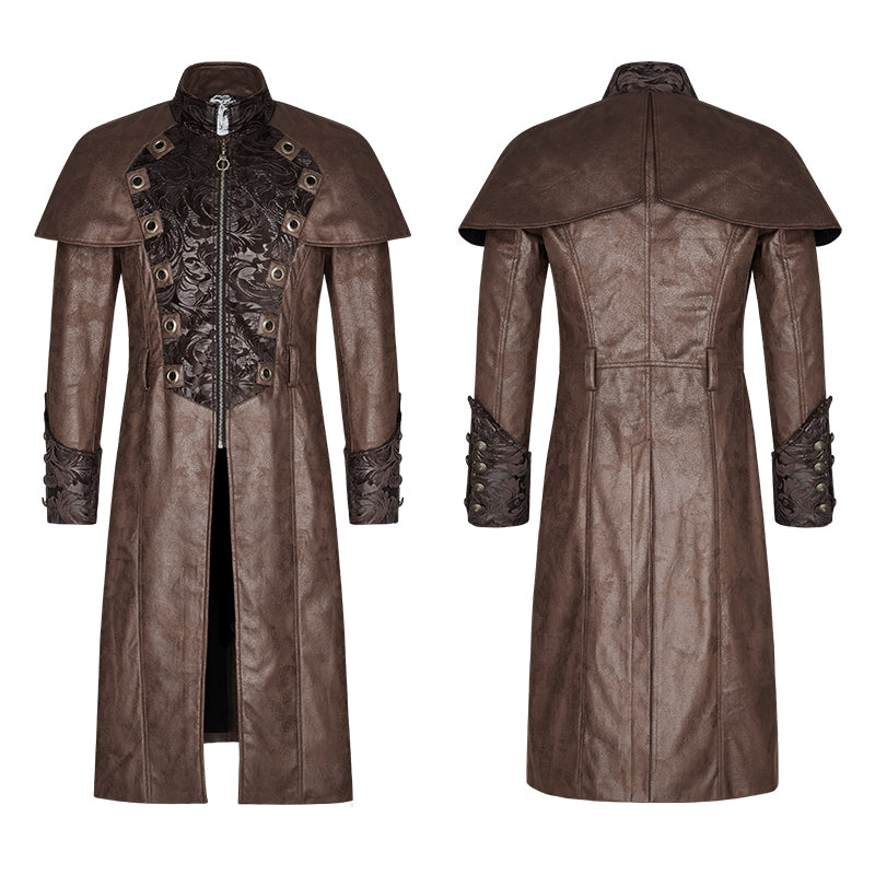 Y-802 Steampunk Gorgeous Vintage Leather Punk Coat Medium Style