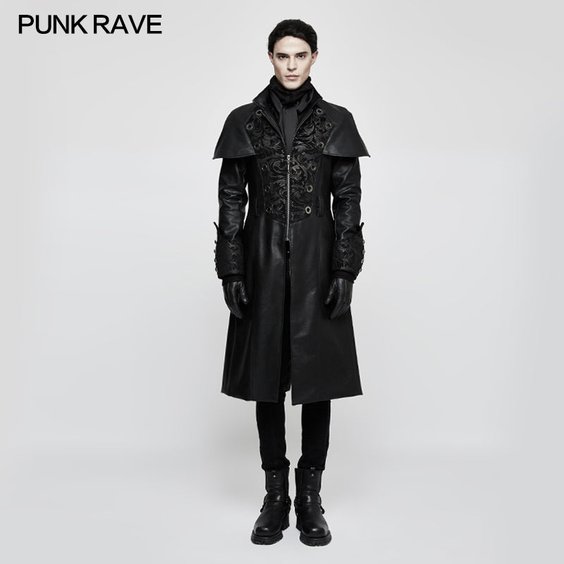 Y-802 Steampunk Gorgeous Vintage Leather Punk Coat Medium Style