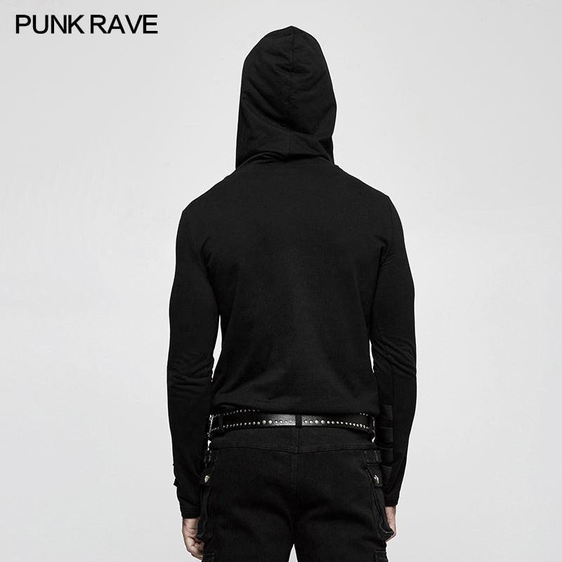 T-483 Hooded Loop Sleeve Long Punk Sweaters For Men