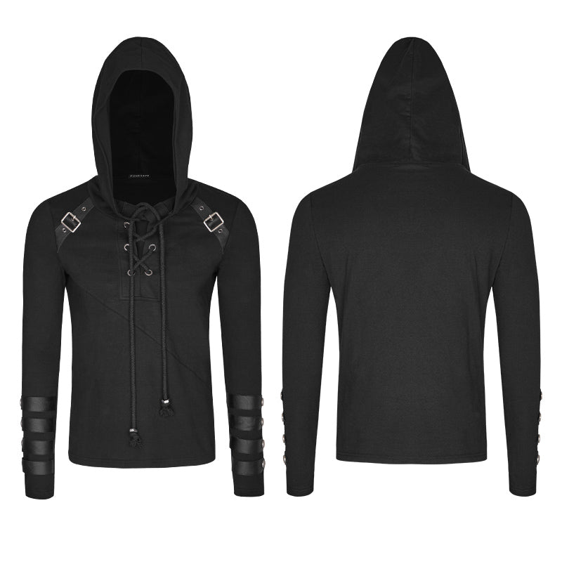 T-483 Hooded Loop Sleeve Long Punk Sweaters For Men