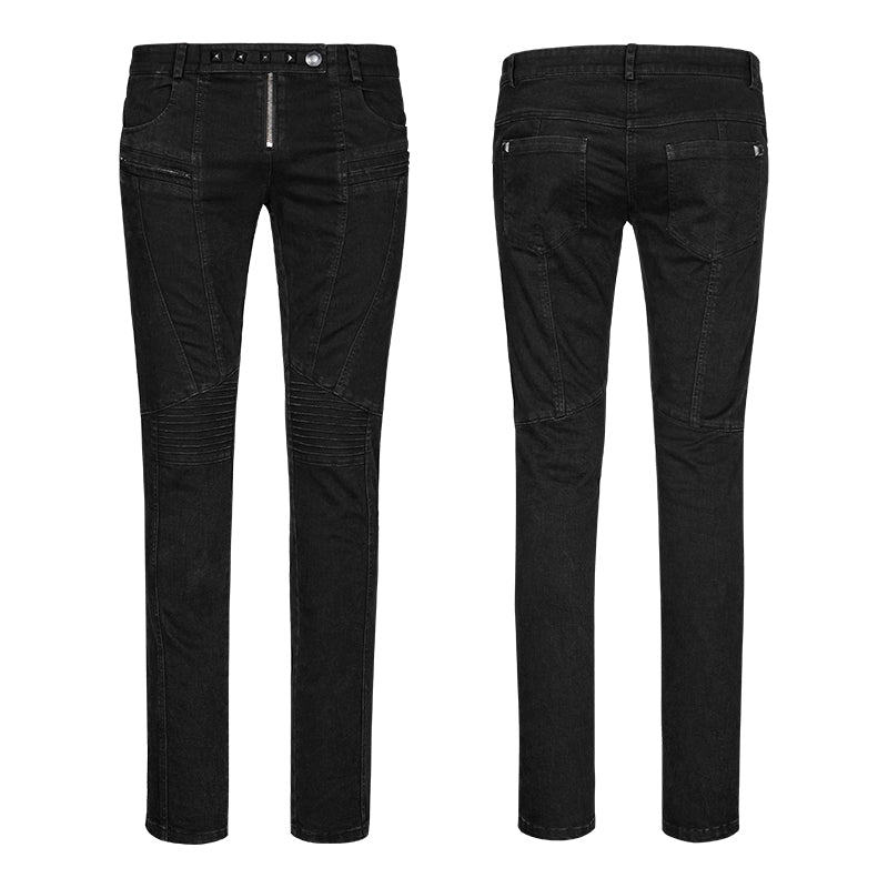 K-300 Slim-fitting Denim black Long Punk Pants For Men