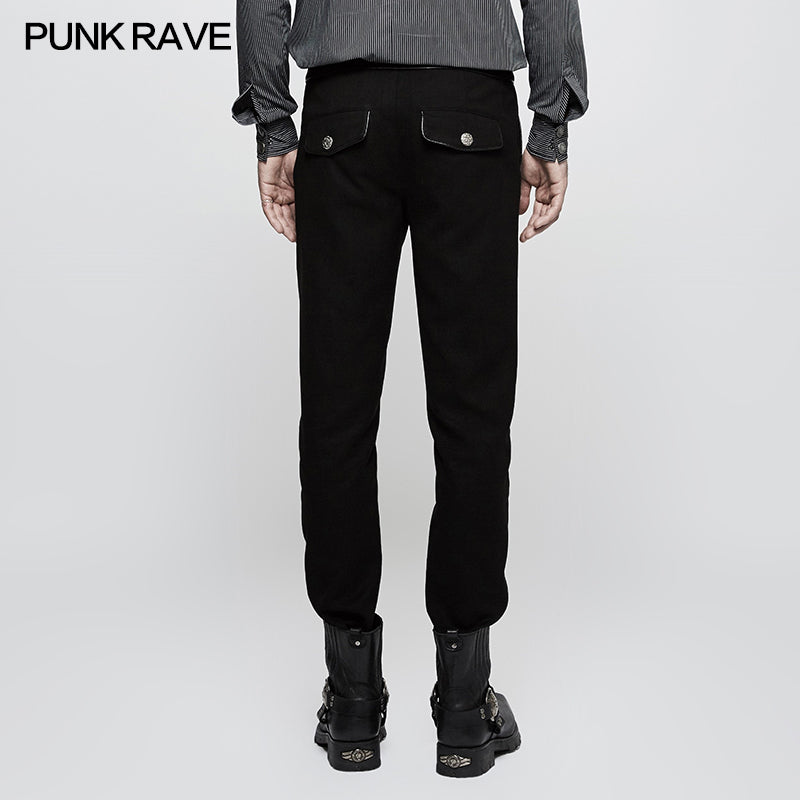 K-303 Military Uniform Leisure Punk Pants Suede Suits Woven Striped Worsted Mans Trousers