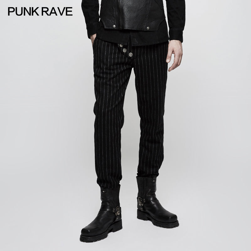 K-303 Military Uniform Leisure Punk Pants Suede Suits Woven Striped Worsted Mans Trousers