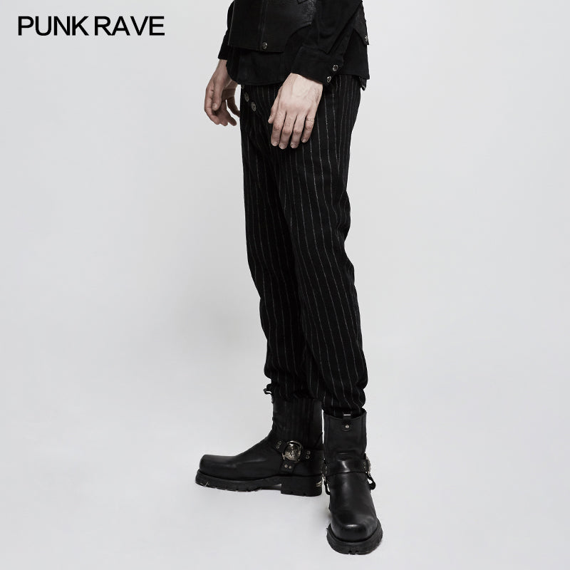 K-303 Military Uniform Leisure Punk Pants Suede Suits Woven Striped Worsted Mans Trousers