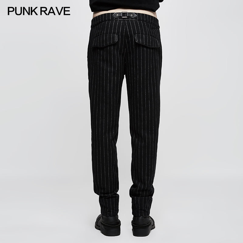 K-303 Military Uniform Leisure Punk Pants Suede Suits Woven Striped Worsted Mans Trousers