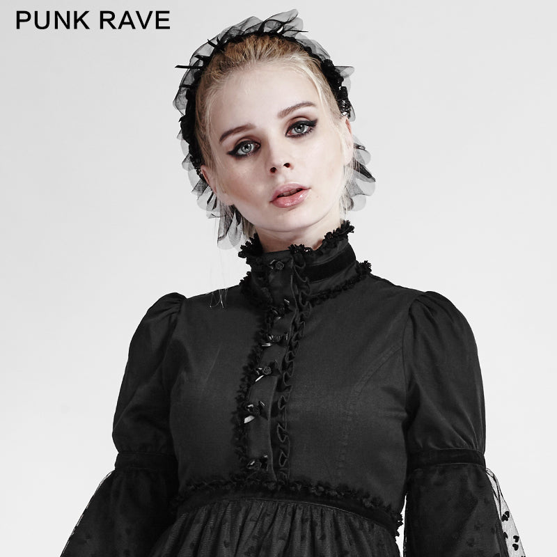 LS-043 Lovely Lolita Style Dual Lace Gothic Accessories Gloves Headdress And Neck Decoration