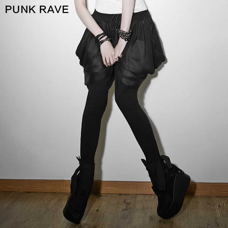 PK-057 black Knight Soft Chiffon Harem Punk Pants