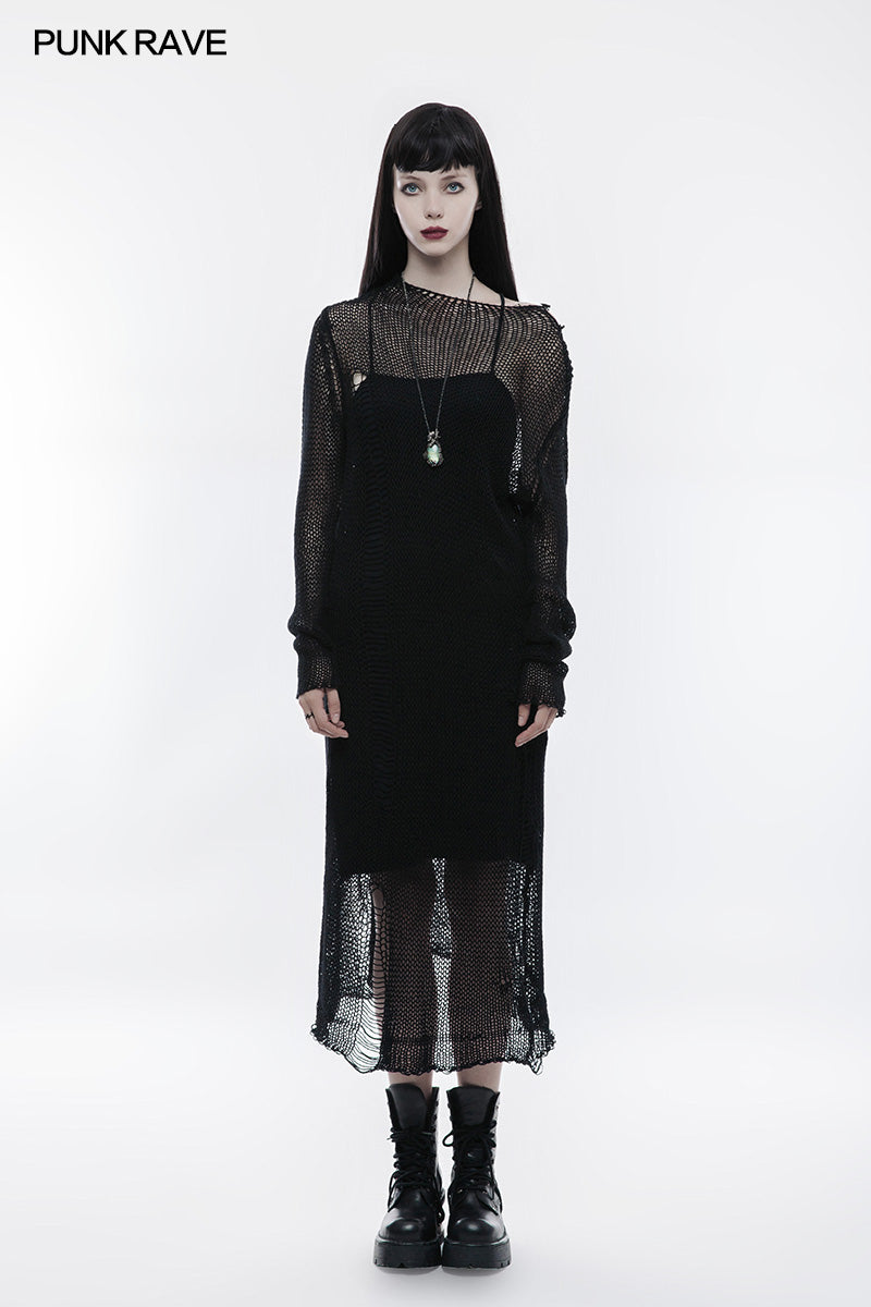 OPM-061 Transparent Soft Woolen Gothic Sweater Dress