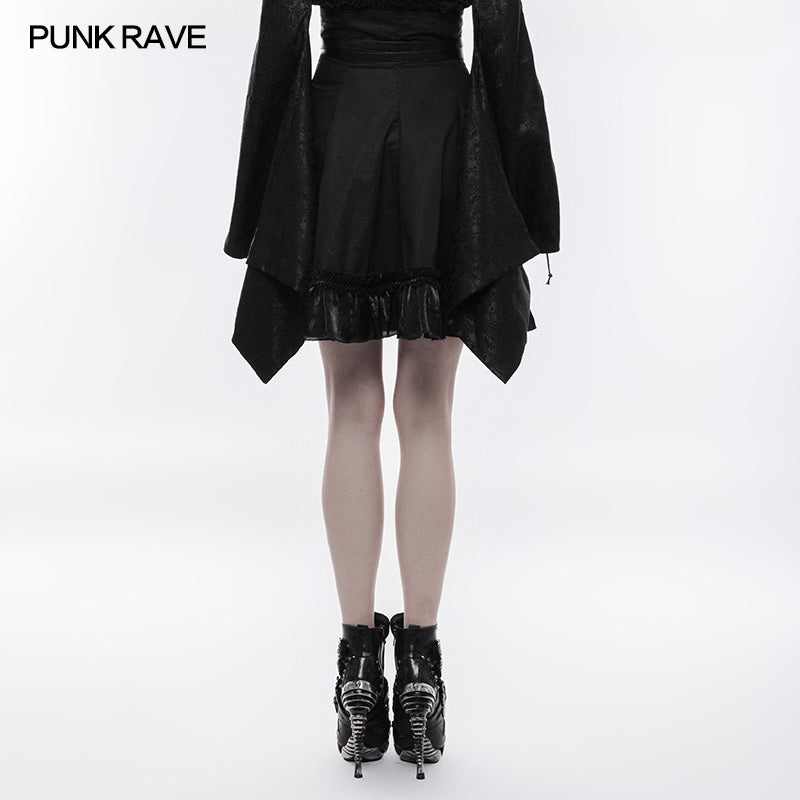 WQ-353 High Waist Short Punk Skirt With Detachable Leather Belt