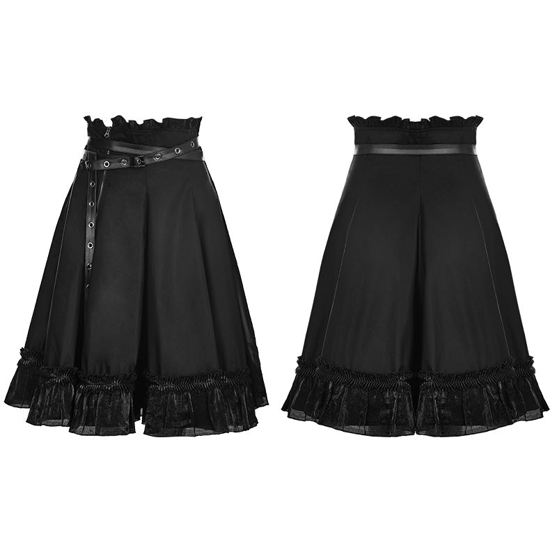 WQ-353 High Waist Short Punk Skirt With Detachable Leather Belt