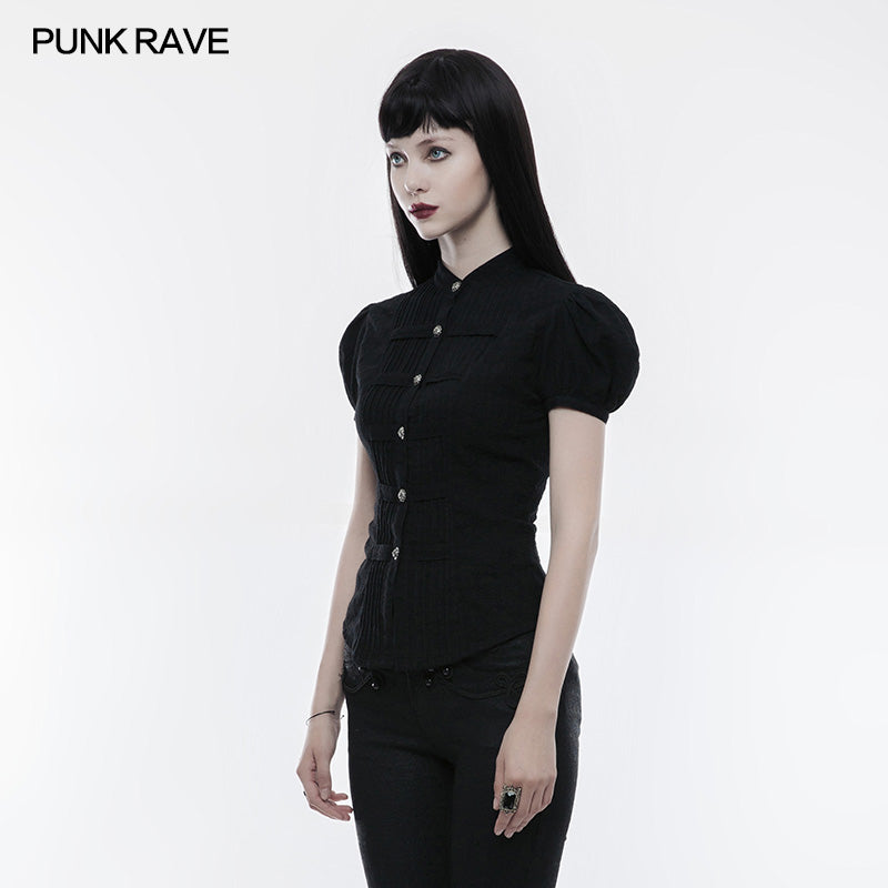 WY-821 Steampunk Blouse Puff Sleeve Short Punk Shirt For Women