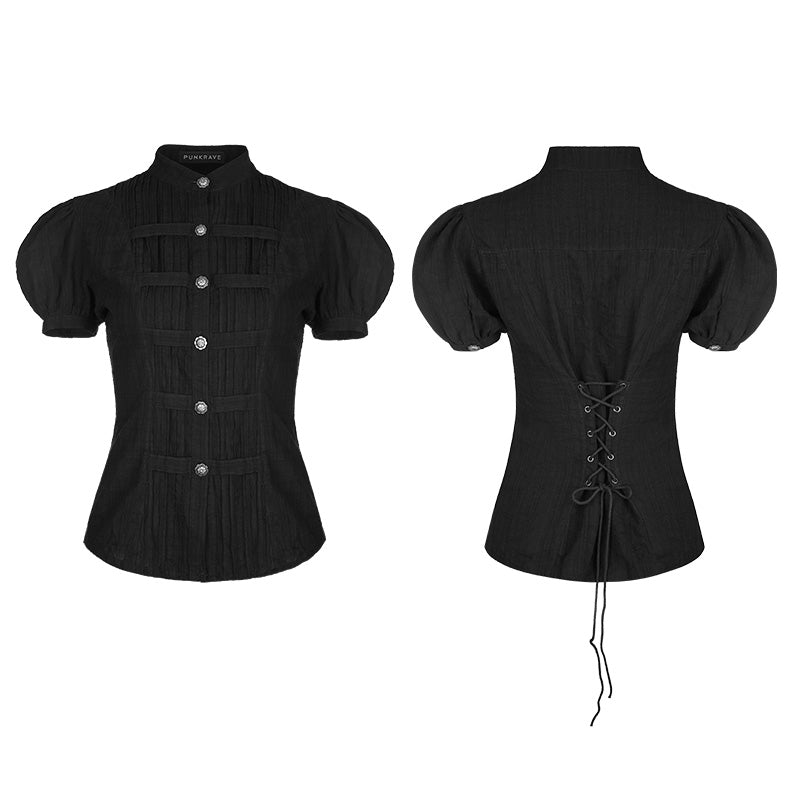 WY-821 Steampunk Blouse Puff Sleeve Short Punk Shirt For Women