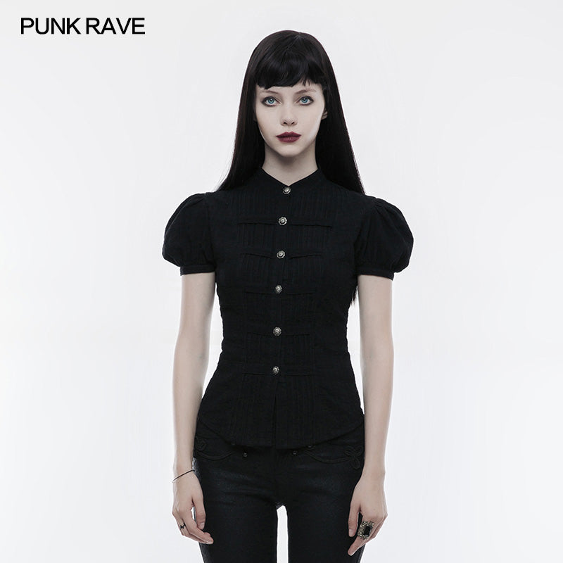 WY-821 Steampunk Blouse Puff Sleeve Short Punk Shirt For Women