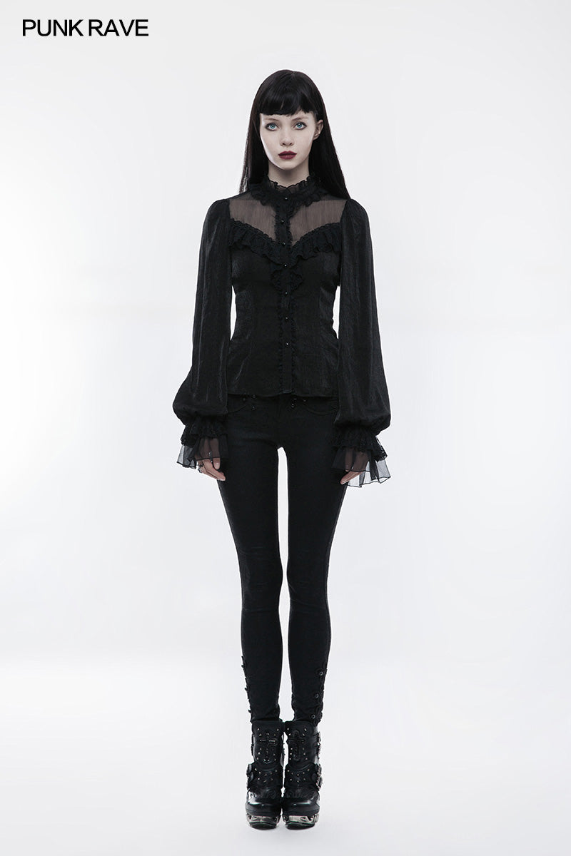 WLY-074 Cute Lolita Style Gothic Shirt Bubble Sleeves Blouse