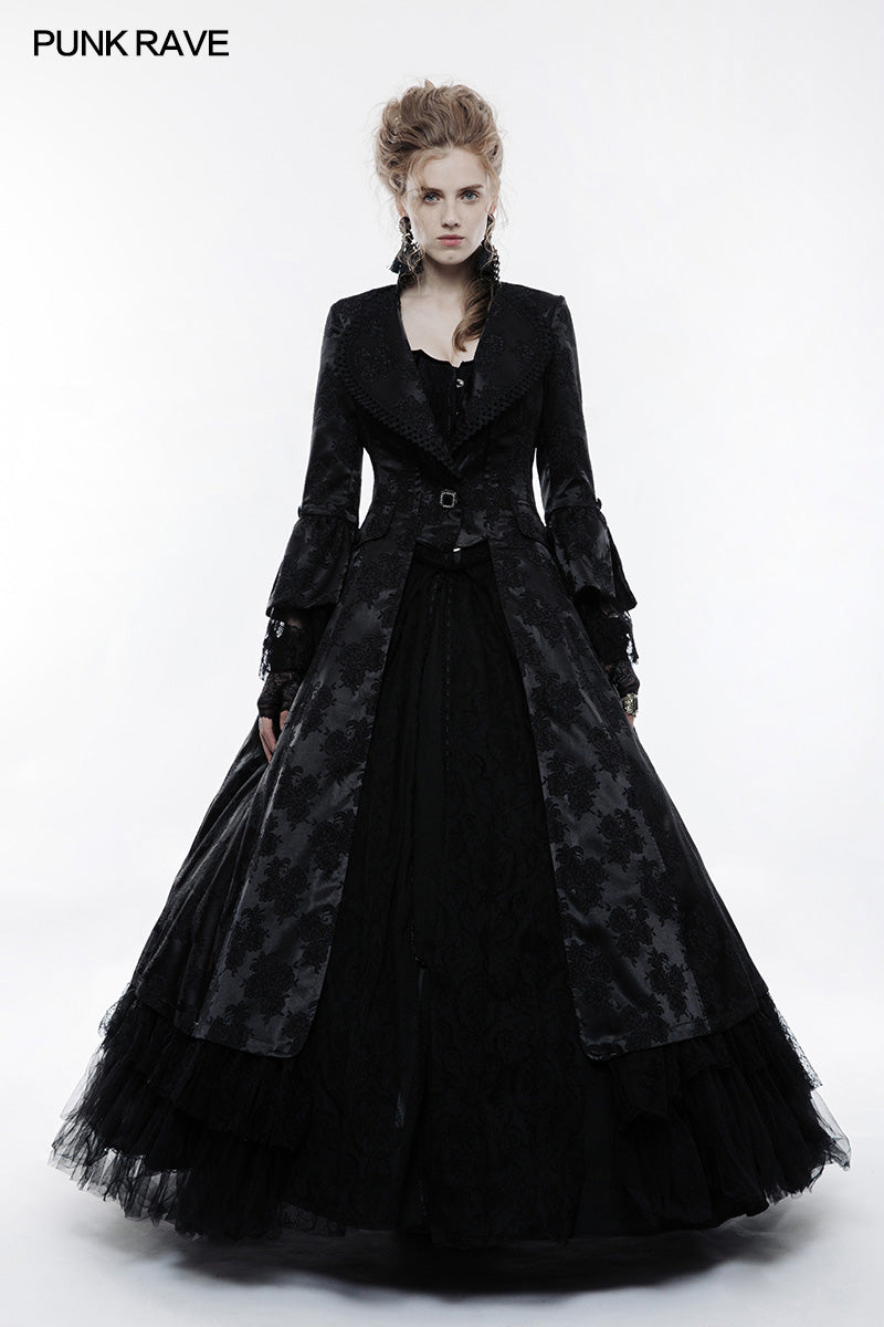 WY-844 Gorgeous Jacquard Fabric Gothic Coat For Women