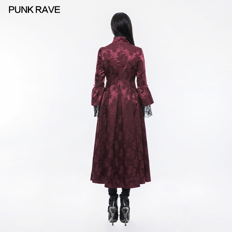 WY-844 Gorgeous Jacquard Fabric Gothic Coat For Women