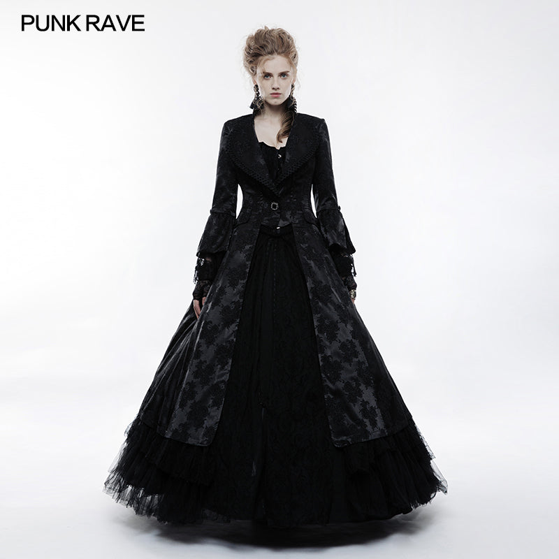 WY-844 Gorgeous Jacquard Fabric Gothic Coat For Women