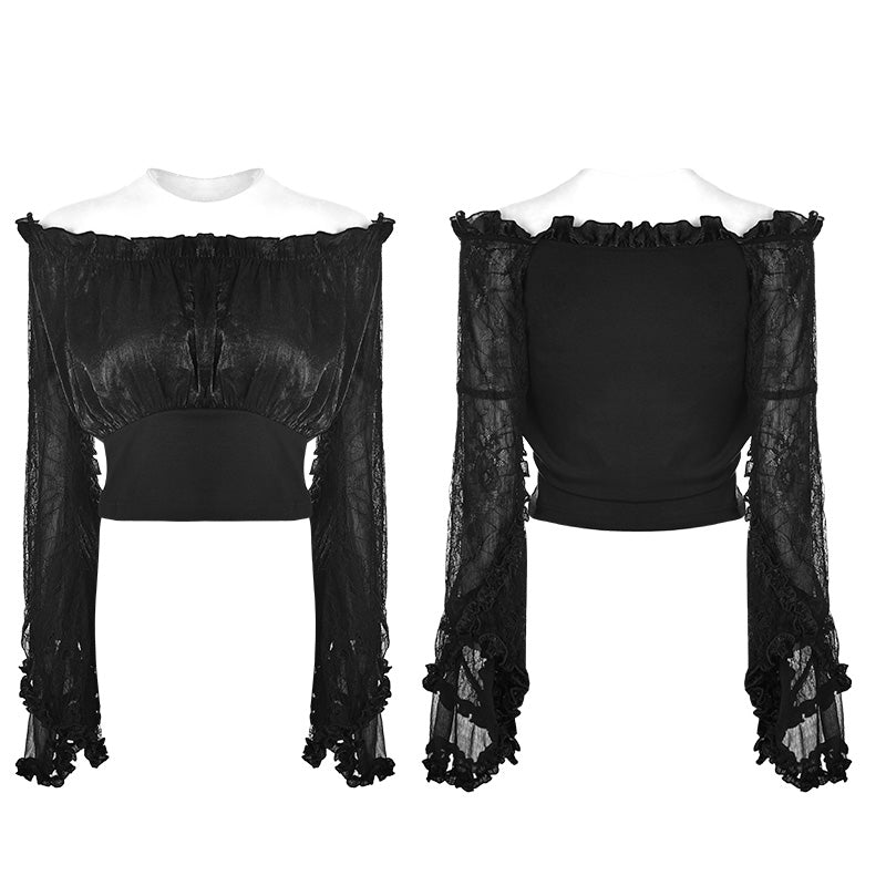 WLT-010 Lolita Horizontal Neck Gothic T-shirt For Women