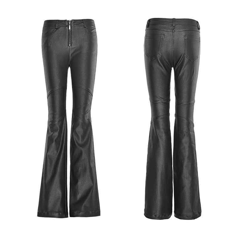 K-260 black Vogue Adhesive Light Bell-bottomed Simple Close-fitting Punk Pants