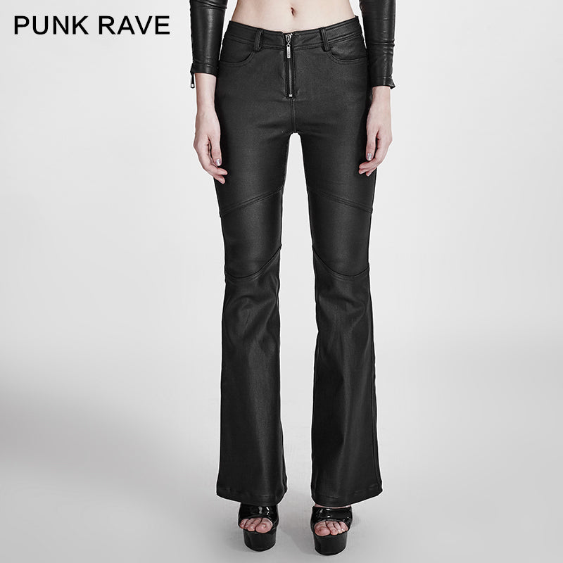 K-260 black Vogue Adhesive Light Bell-bottomed Simple Close-fitting Punk Pants