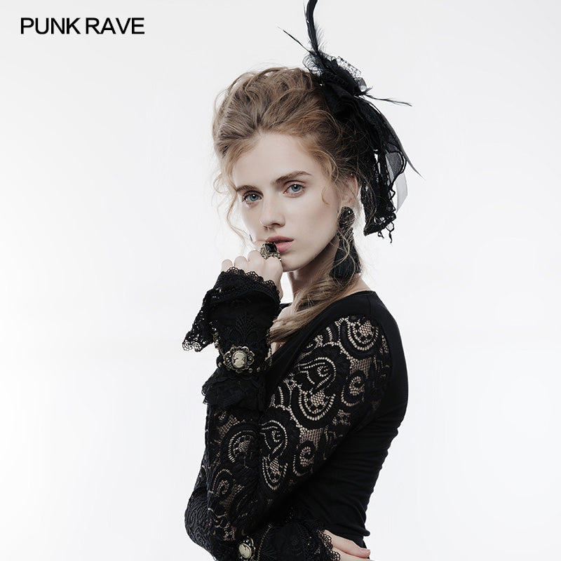 WS-242 Mesh Fabric Punk Accessory Lace Steampunk Glove