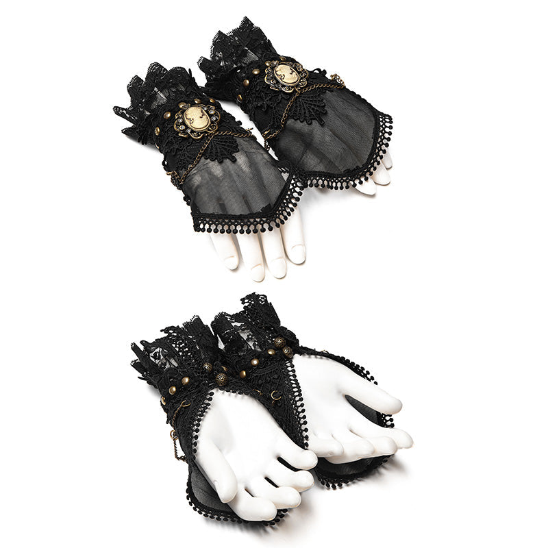 WS-242 Mesh Fabric Punk Accessory Lace Steampunk Glove