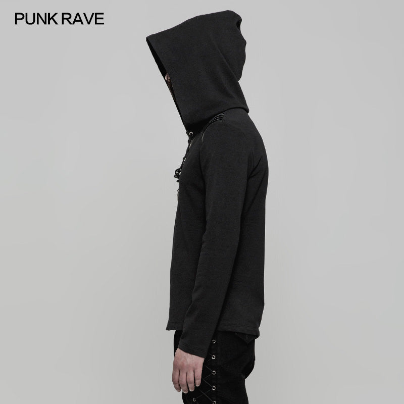 OT-514 Daily Hooded Micro-elastic Knitted Punk Sweater