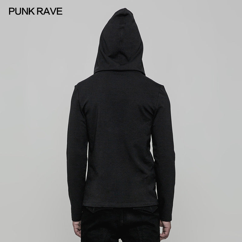 OT-514 Daily Hooded Micro-elastic Knitted Punk Sweater