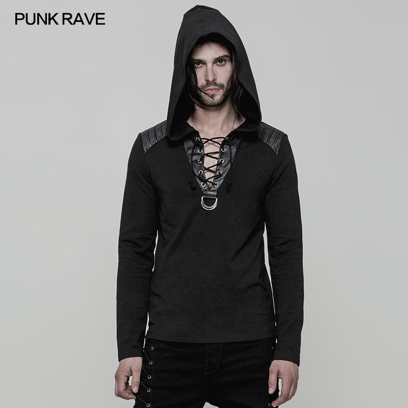 OT-514 Daily Hooded Micro-elastic Knitted Punk Sweater