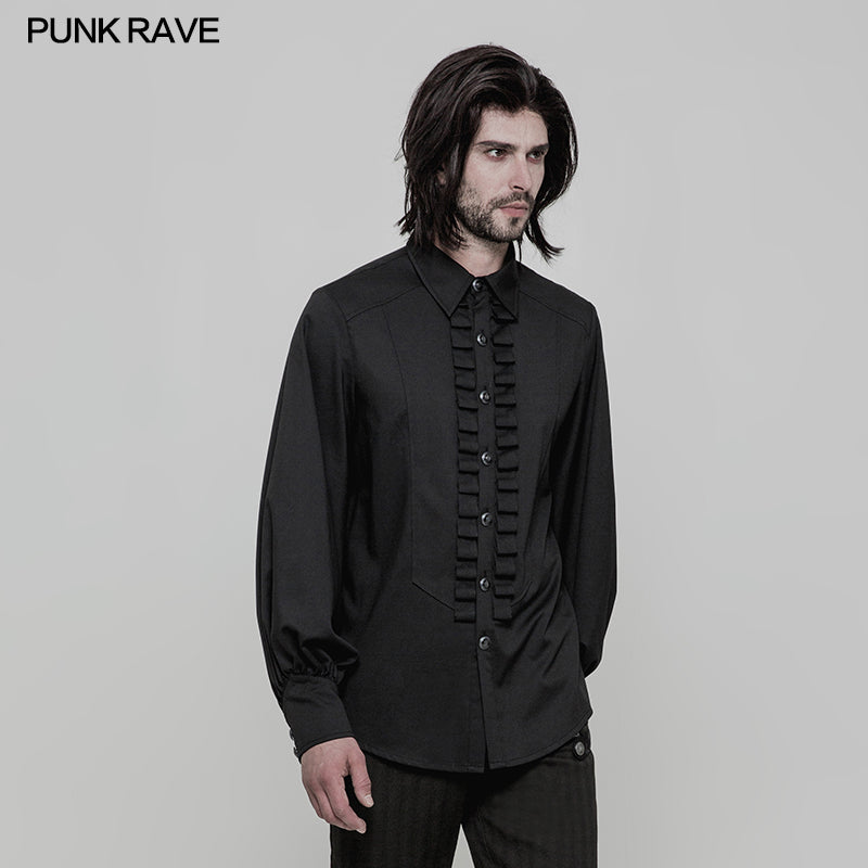 WY-846 Uniform Long Sleeve Gothic Shirt With Pleated Decoration