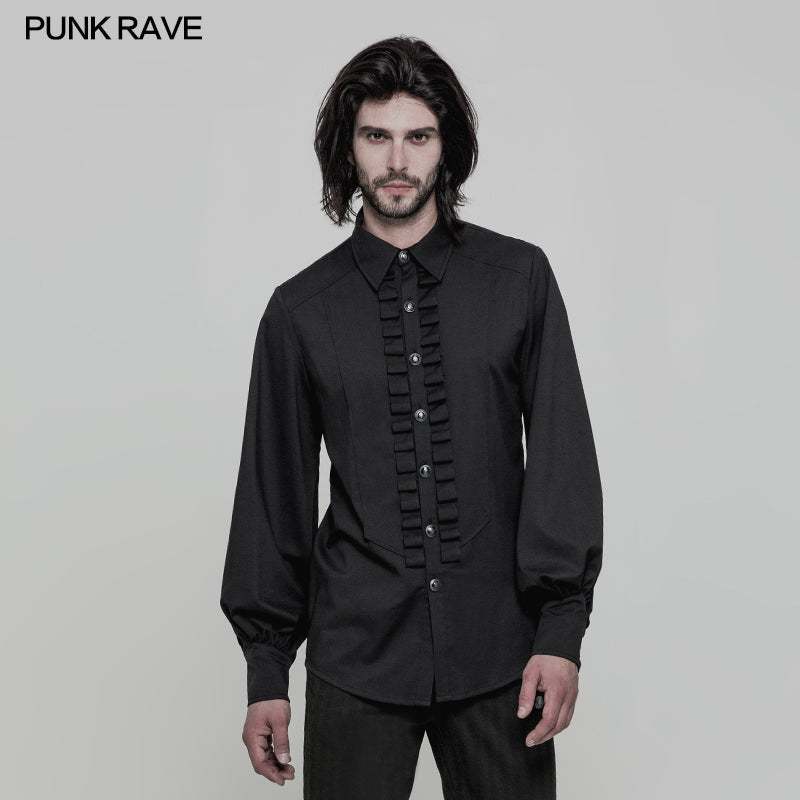 WY-846 Uniform Long Sleeve Gothic Shirt With Pleated Decoration