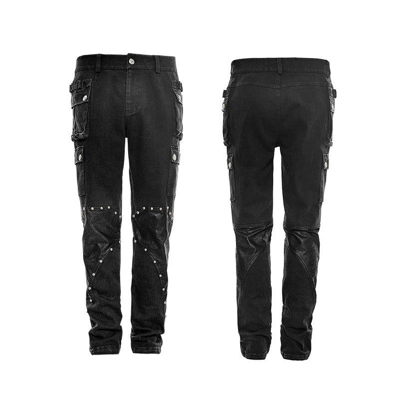 K-264 For Men Cool Part Of Leather Long Punk Pants