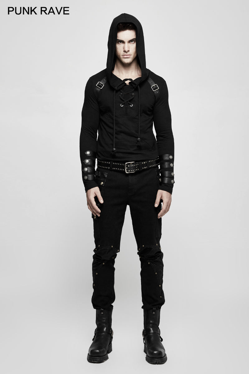 K-264 For Men Cool Part Of Leather Long Punk Pants