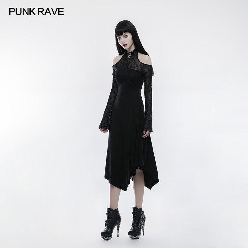 OPQ-250 Dark Lace Spliced Sexy Off Shoulder Gothic Dress