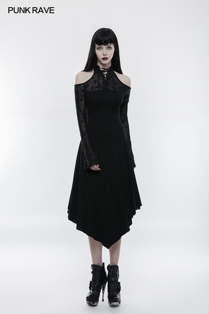 OPQ-250 Dark Lace Spliced Sexy Off Shoulder Gothic Dress