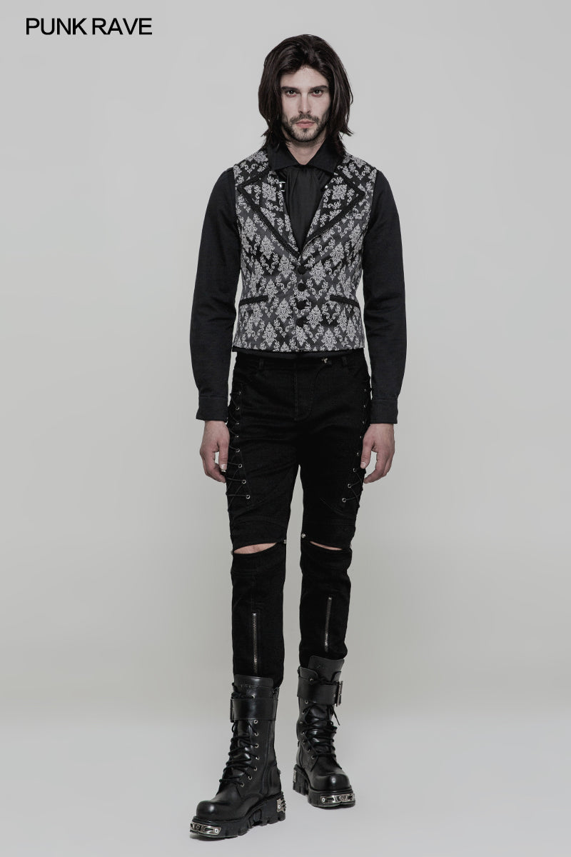 WY-851 Simple Fashion Jacquard Gothic Vest For Men