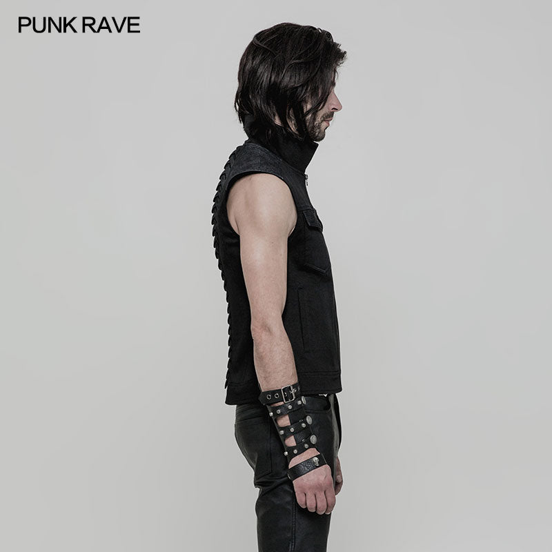 WY-863 Simple Punk Vest With Keel Shape On The Back