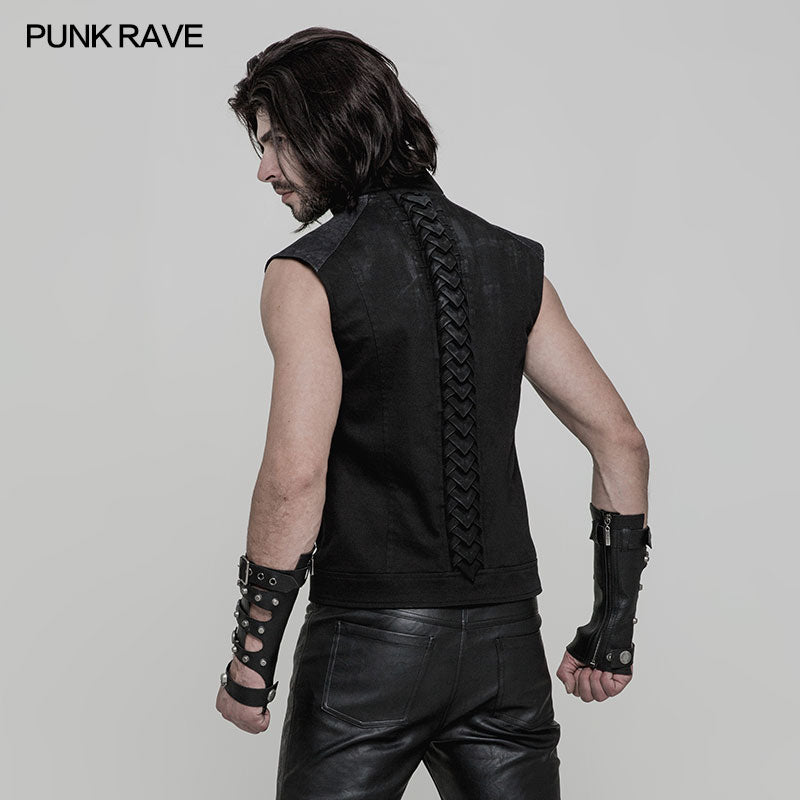 WY-863 Simple Punk Vest With Keel Shape On The Back