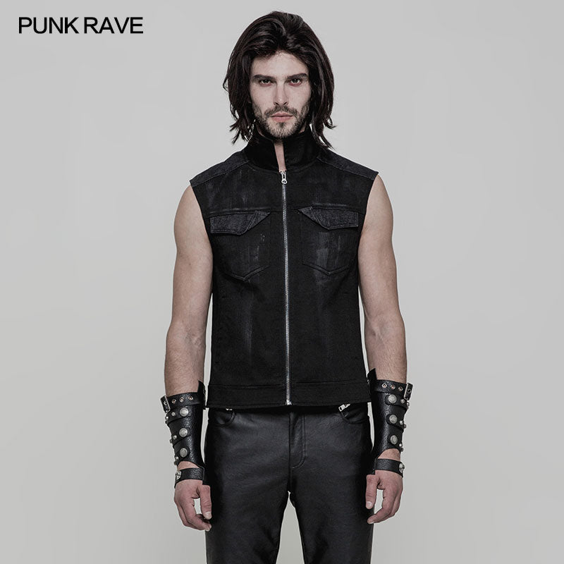 WY-863 Simple Punk Vest With Keel Shape On The Back