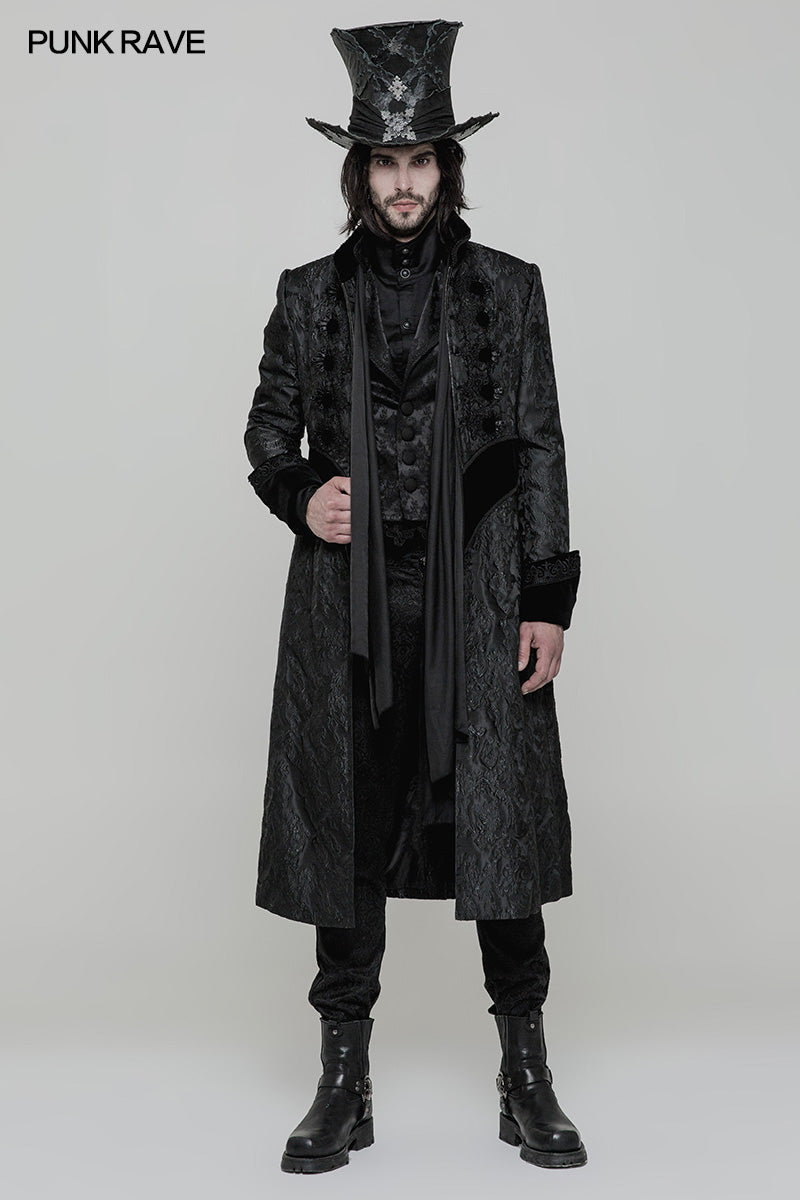 WY-874 Victoria Gorgeous Long Gothic Coat Stereo Jacquard Men Jacket