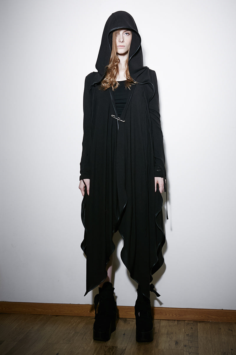 PY-134 Lovely Witch Gown Irregular Gothic Trench Coat With Hood