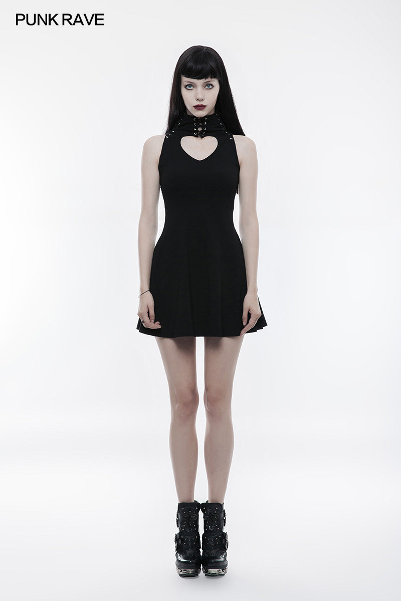 OPQ-249 Sweet Hollow Out Heart Shape Slimming Gothic Dress With Strap Design